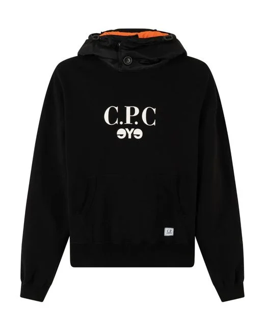 Junya Watanabe Men’s Black X c.p. Company Logo-Print Hoodie