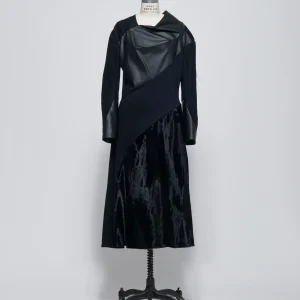 Junya Watanabe Womens Mixed Fabric Paneled Dress