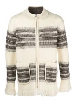 Junya Watanabe Stripe-Pattern Zip-up Cardigan