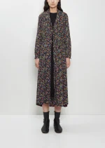 Junya Watanabe Georgette Flower Print Layered Wrap Dress