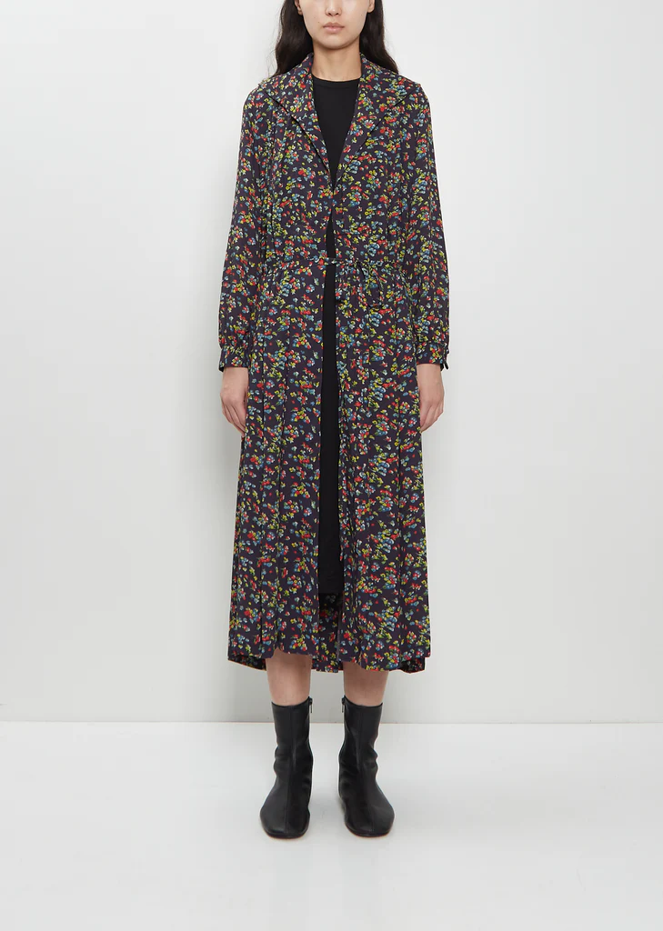 Junya Watanabe Georgette Flower Print Layered Wrap Dress