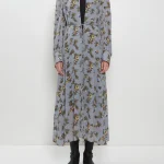 Junya Watanabe Georgette Flower Print Long Sleeve Layered Dress