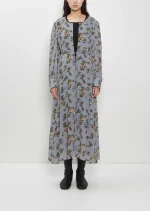 Junya Watanabe Georgette Flower Print Long Sleeve Layered Dress