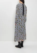 Junya Watanabe Georgette Flower Print Long Sleeve Layered Dress