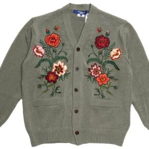 Junya Watanabe Man Cotton Flower Embroidered Cardigan