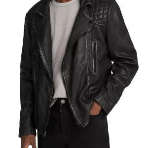 Allsaints Men's Cargo Leather Biker Jacket Black
