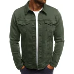 Men’s Premium Faded Denim Cotton Jean Button Up Slim Fit Jacket
