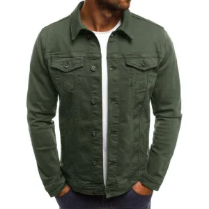 Men’s Premium Faded Denim Cotton Jean Button Up Slim Fit Jacket