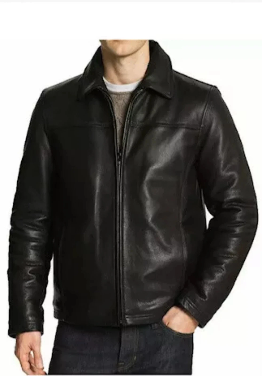 Cafe Racer Biker Leather Jacket Black & Brown Soft Sheep Skin Leather Cafe Racer Biker Leather Jacket Black & Brown Soft Sheep Skin Leather