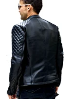 Cafe Racer Style Men's Motorcycle Biker Leather Jacket Sheepskin Black Jacket