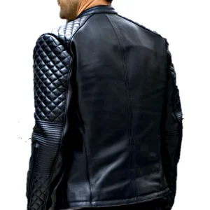 Cafe Racer Style Men's Motorcycle Biker Leather Jacket Sheepskin Black Jacket