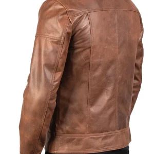 Cafe Racer Men's Leather Jacket Moto Brown Genuine Sheep skin Leather