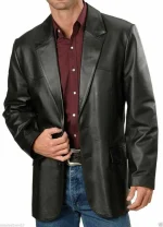 Brand New Men’s Genuine Soft Lambskin Leather Blazer Jacket Two Button Coat