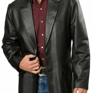 Brand New Men’s Genuine Soft Lambskin Leather Blazer Jacket Two Button Coat