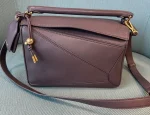 Loewe Small Featherlight Puzzle Bag in Nappa Lambskin Dark Chestnut Used Once