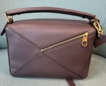 Loewe Small Featherlight Puzzle Bag in Nappa Lambskin Dark Chestnut Used Once