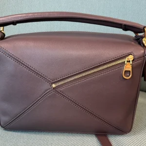 Loewe Small Featherlight Puzzle Bag in Nappa Lambskin Dark Chestnut Used Once