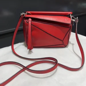 Authentic Loewe Puzzle Red Shoulder Bag