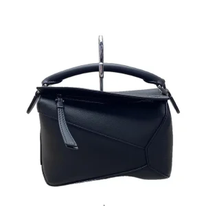 Loewe Handbag Puzzle Bag Mini Glam Logo Leather Black Used