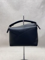 Loewe Handbag Puzzle Bag Mini Glam Logo Leather Black Used