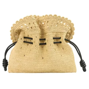 Loewe Raffia Flamenco Medium 2W Shoulder Bag Black Beige