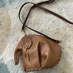 Loewe Mini Elephant Whipstitch Crossbody Bag Shoulder Bag Brown Leather