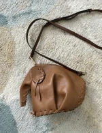 Loewe Mini Elephant Whipstitch Crossbody Bag Shoulder Bag Brown Leather